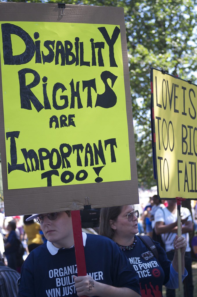 disability rights activists marching